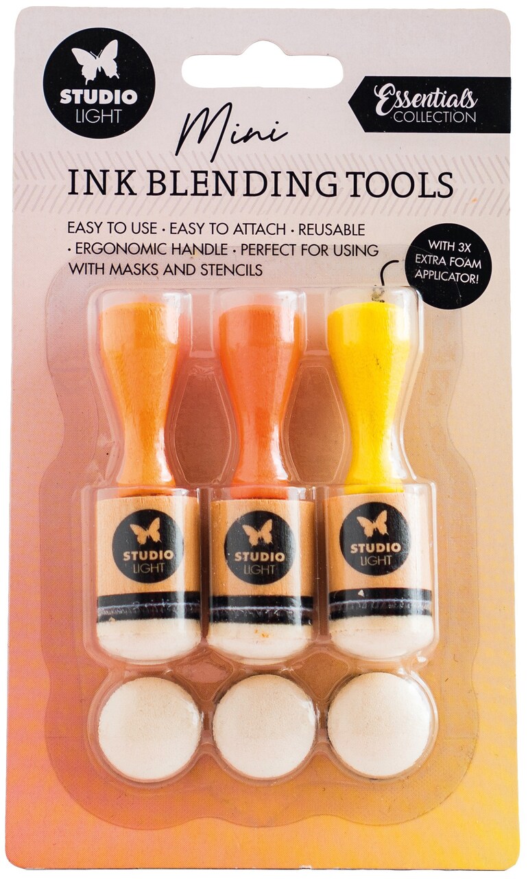 Studio Light Mini Ink Blending Tools 3/Pkg-Nr. 03, W/3 Replacement Foam  Pads